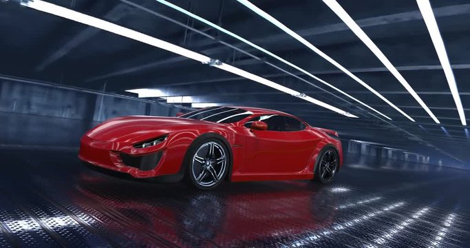 Luxury concept sports car animation with perfectly looping camera movement