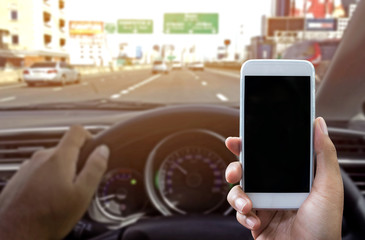 Using a smartphone while driving a car
