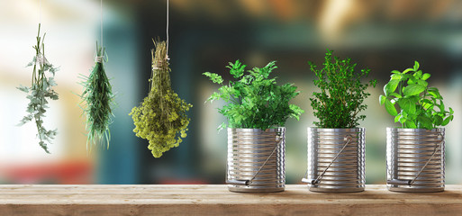 Aromi o erbe su tavolo © Aldeca Productions