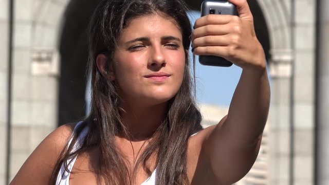 Woman On Vacation Taking Selfie