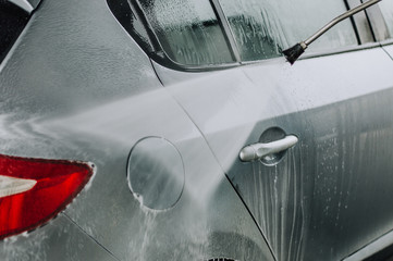 Cleaning Car Using High Pressure Water.