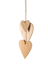 Wood hearts close up