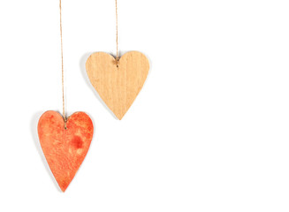 Wood hearts close up
