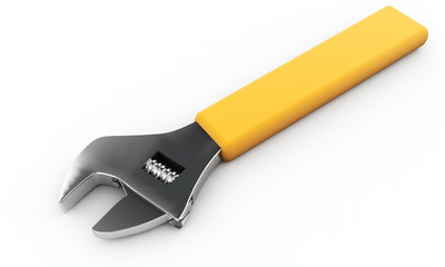 Adjustable wrench 3d render isolated on white