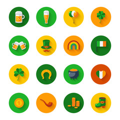 Set Of St. Patrick's Day Flat Icons in Circles