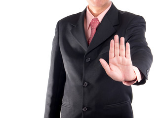 Businessman show stop hand sign 1