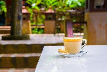 hot coffee at terrace