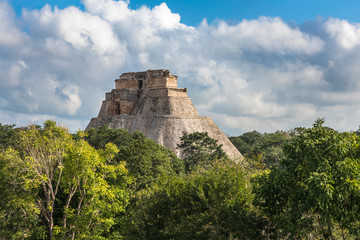Fototapeta na wymiar Pyramid of the Magician in Uxmal, Yucatan, Mexico