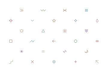 White geometric pattern with color simple signs