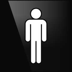 White sign man stands in flat style