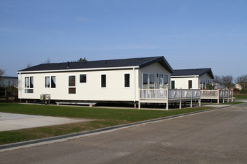 Fototapeta na wymiar Large caravan site holiday or residential lodges.