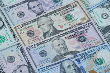 Fototapeta na wymiar US dollar cash, banknote, coin background, finance concept
