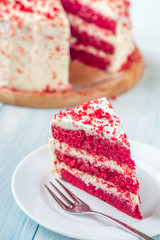 Red velvet cake on the plate