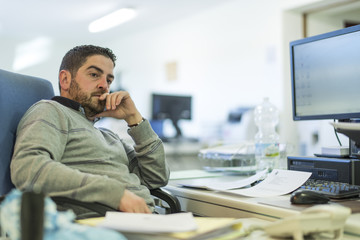 Office worker in real office