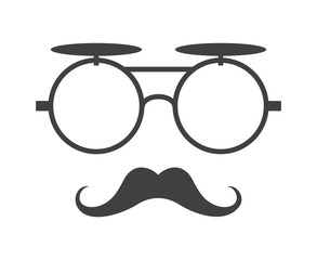 Vector glasses and mustache icon in black over white