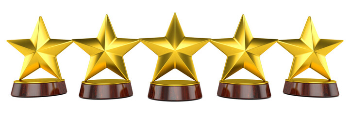 gold stars on a stand 3d