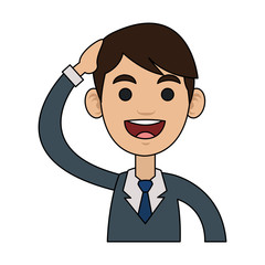 happy man cartoon icon over white background. colorful design. vector illustration