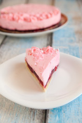 Cheesecake with pink marshmallow fluff