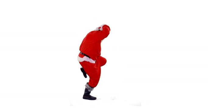 Happy santa claus dancing against white background 4k