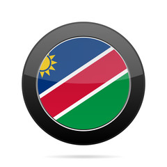 Fototapeta premium Flag of Namibia. Shiny black round button.