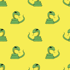 Green Snake Seamless Background. Animal Pattern. Attack Crawling  Danger Predator