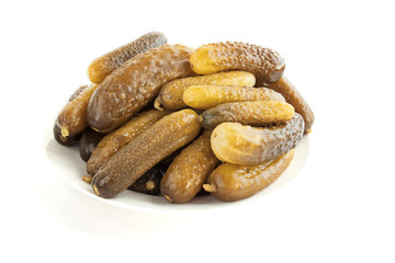 Pickles on a white background