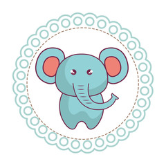 cute animal with circular frame vector illustration design