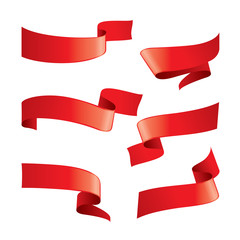 Set of red vector ribbons