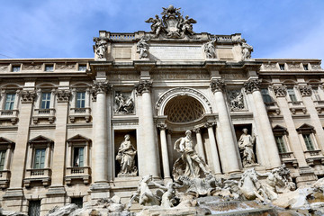 Fototapeta na wymiar ROME, ITALY - APRIL 03, 2014: Trevi - the largest fountain in Rome