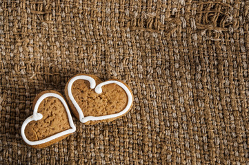 Heart shaped gingerbread cookies