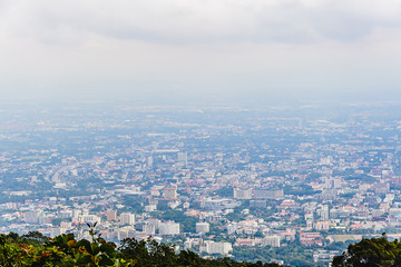 City scape in the mist.