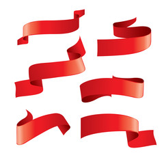 Set of red vector ribbons