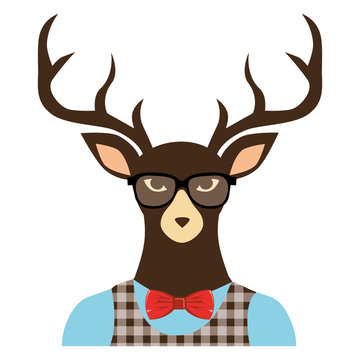 reindeer hipster style icon vector illustration design