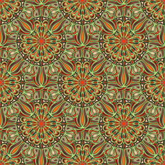 Ornate floral seamless texture, endless pattern with vintage mandala elements.