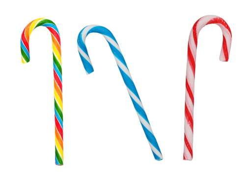 set christmas candy cane isolated on white, with clipping path