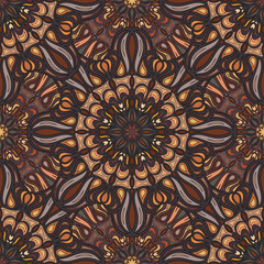 Ornate floral seamless texture, endless pattern with vintage mandala elements.