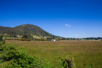 Countryside landscape under deep blue sky