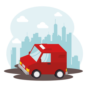 van delivery vehicle isolated icon vector illustration design