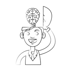 man and human brain icon over white background. vector illustration