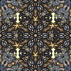 Ornate floral seamless texture, endless pattern with vintage mandala elements.