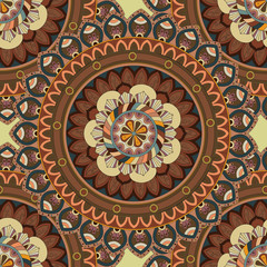 Ornate floral seamless texture, endless pattern with vintage mandala elements.