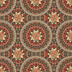 Ornate floral seamless texture, endless pattern with vintage mandala elements.