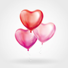 Heart Red transparent balloon on background.