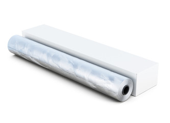 Roll of aluminum foil isolated on white background. 3d rendering