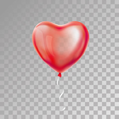 Heart Red transparent balloon on background.