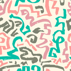 Fototapeta premium Abstract seamless pattern. Hand drawn artistic ink curves.