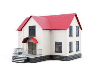 Small house isolated on white background. 3d rendering