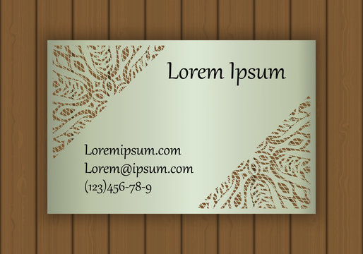 Business or visiting card template with a cut out pattern. May be used for laser cutting from paper, metal, wood.