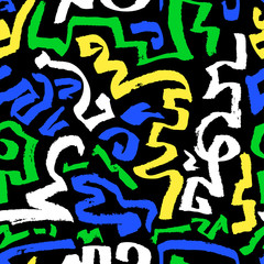  Abstract seamless pattern. Hand drawn artistic ink curves.