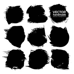 Big black textured strokes  isolated on a white background